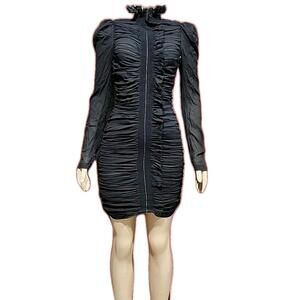 Louis Vuitton Women's Dress 34 FR/ US 2 Black Silk mini   Ruched Full Zip #CB3